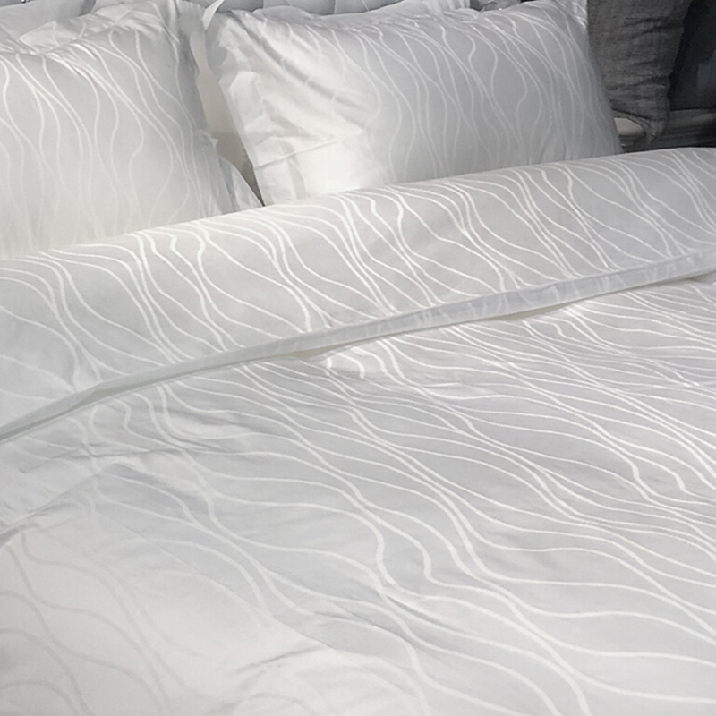 Cama pura de algodão Jacquard Water Wave Hotel Têxtil Bedding