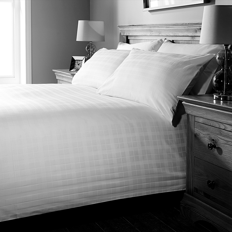 Jacquard Geométrico Verificação 330T Conjunto de coleções de cama de têxteis do hotel