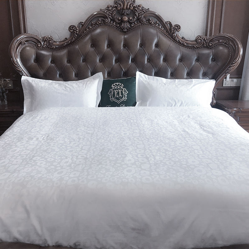 60s Pure White Cotton T300 Hotel Jacquard Beddings