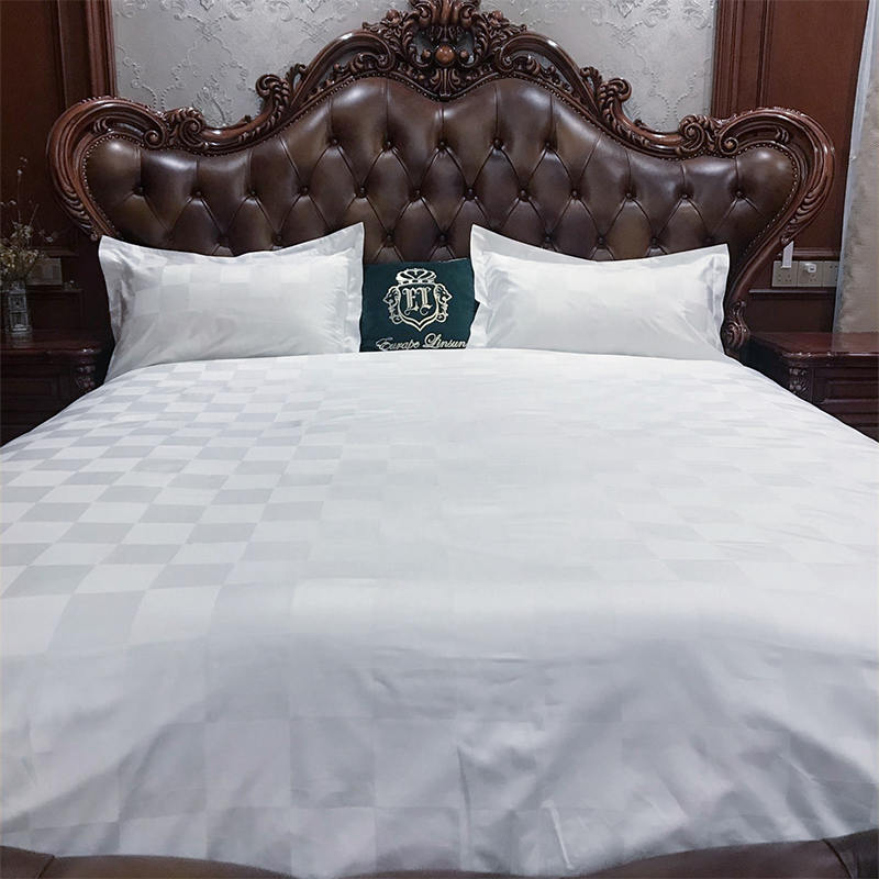 60s penteado algodão branco Dobby Check Hotel Bed Duvet Capa Conjuntos de capa