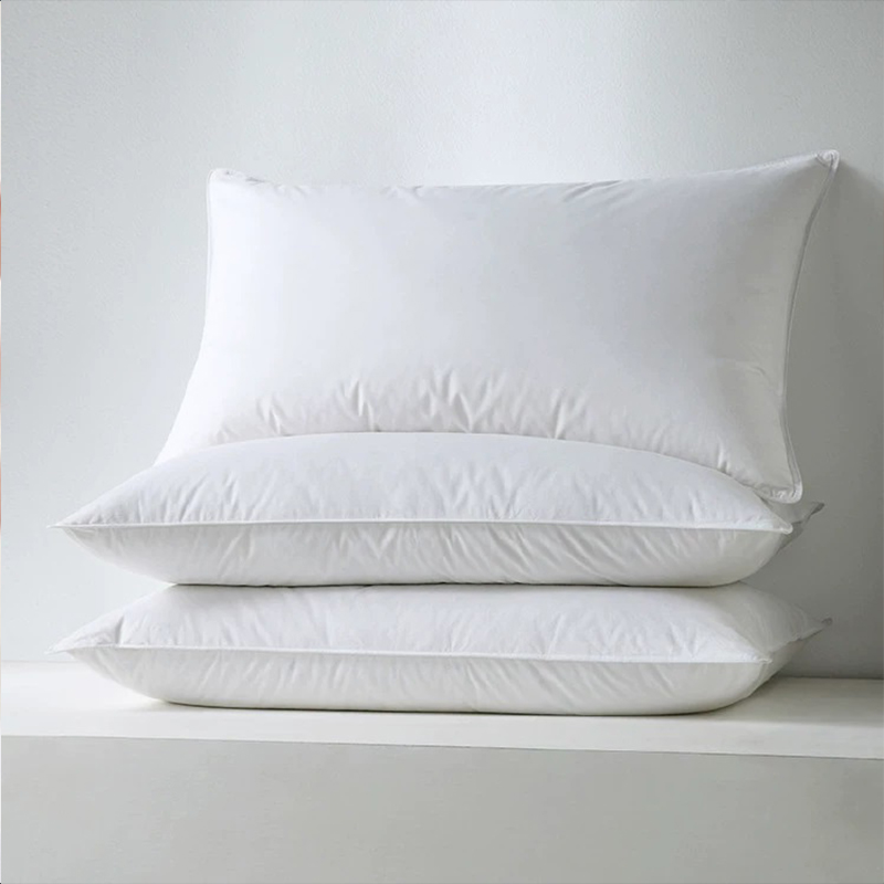 Algodão 233t Percale Shell 50% Pato branco Down Down Feather Almofadas para hotel