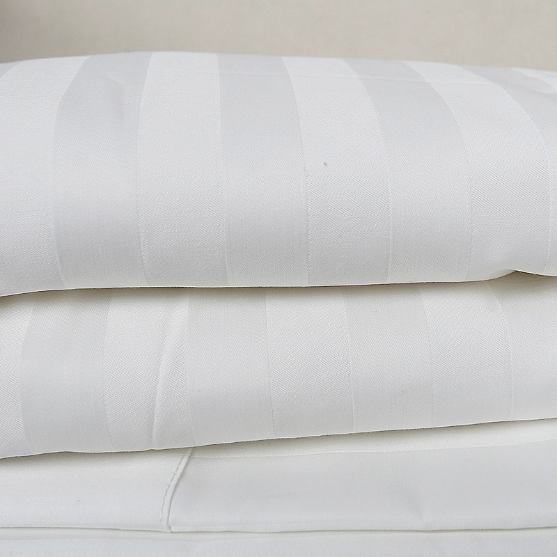 50% algodão 50% poliéster 250tc cetim listrado boutique lençóis de cama de hotel suprimentos
