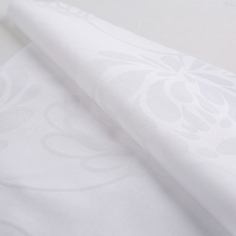 Tecidos de cama de hotel branca de algodão Jacquard Flor